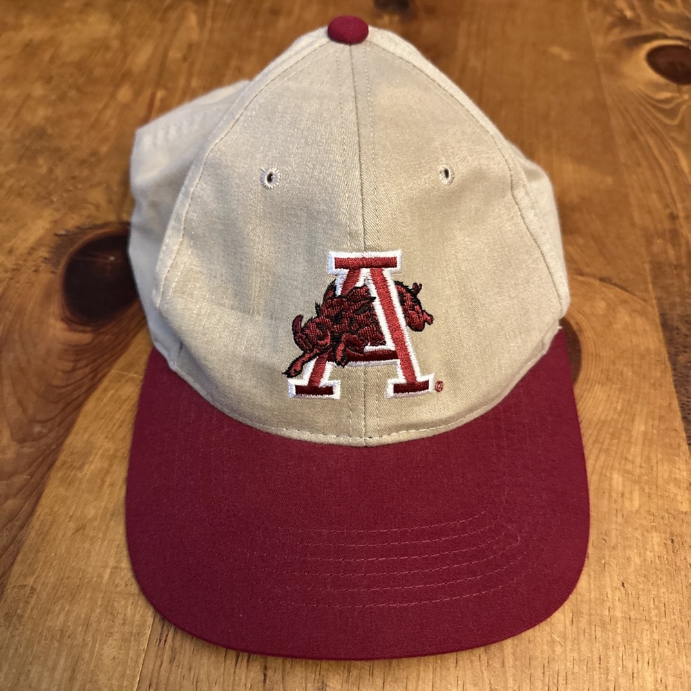 Richardson Arkansas Razorbacks Hat Tan Maroon Adjustable Relaxed Pro Model Cap